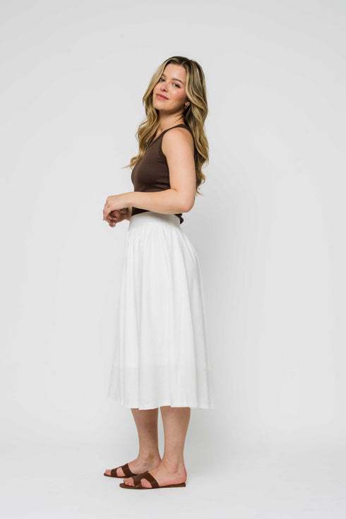 Lina-Stretch Eyelet Midi Skirt